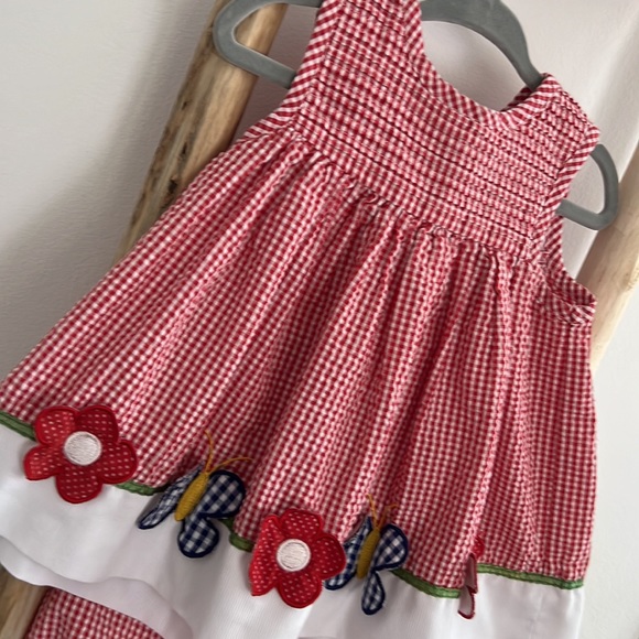 Red Gingham Dress & Bloomers 12 months - Picture 3 of 6